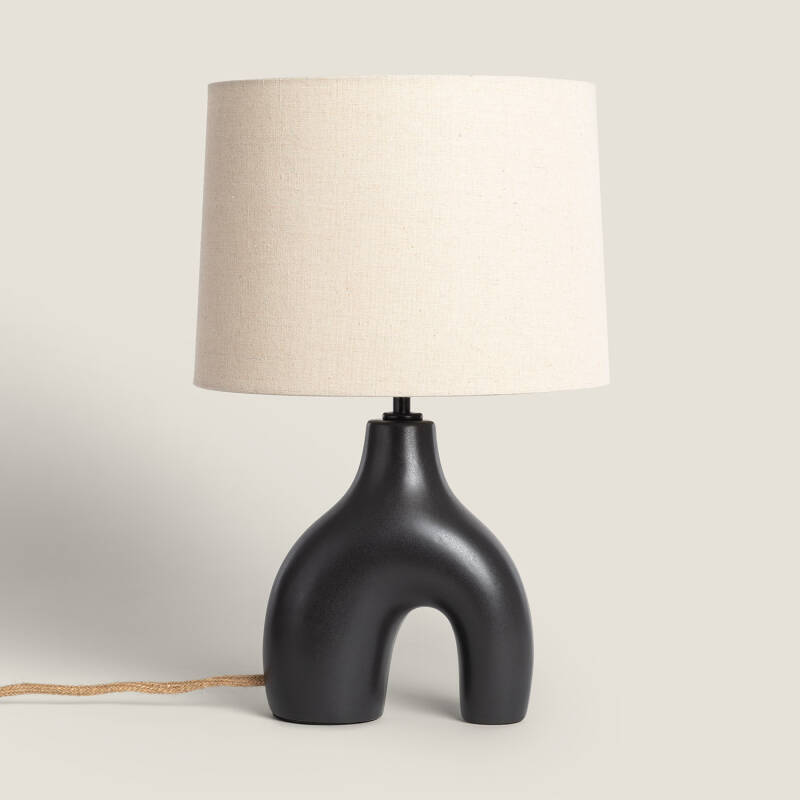 Lampe à Poser Céramique et Lin Ginger