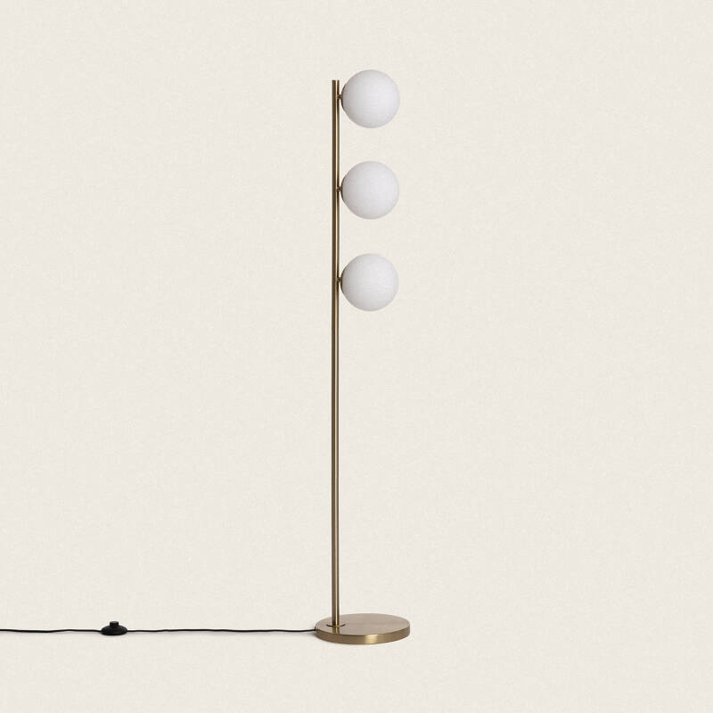 Lampadaire Métal et Verre Moonlight Brass 3 Spots