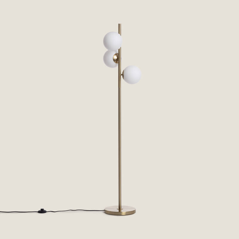 Lampadaire Métal et Verre Moonlight Brass Round 3 Spots