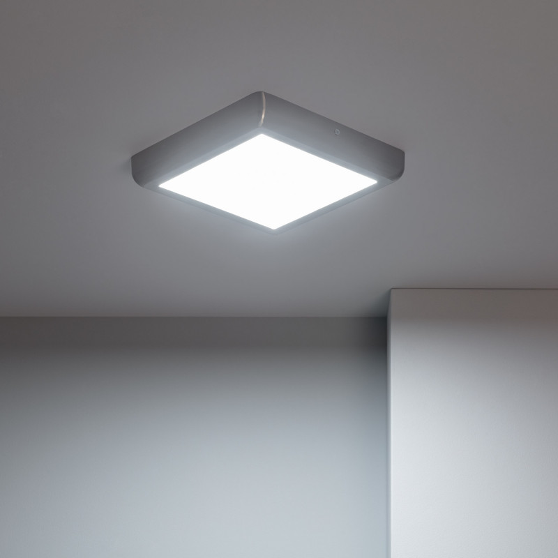 Plafonnier LED Carré Design 18W Métal 225x225 mm Silver